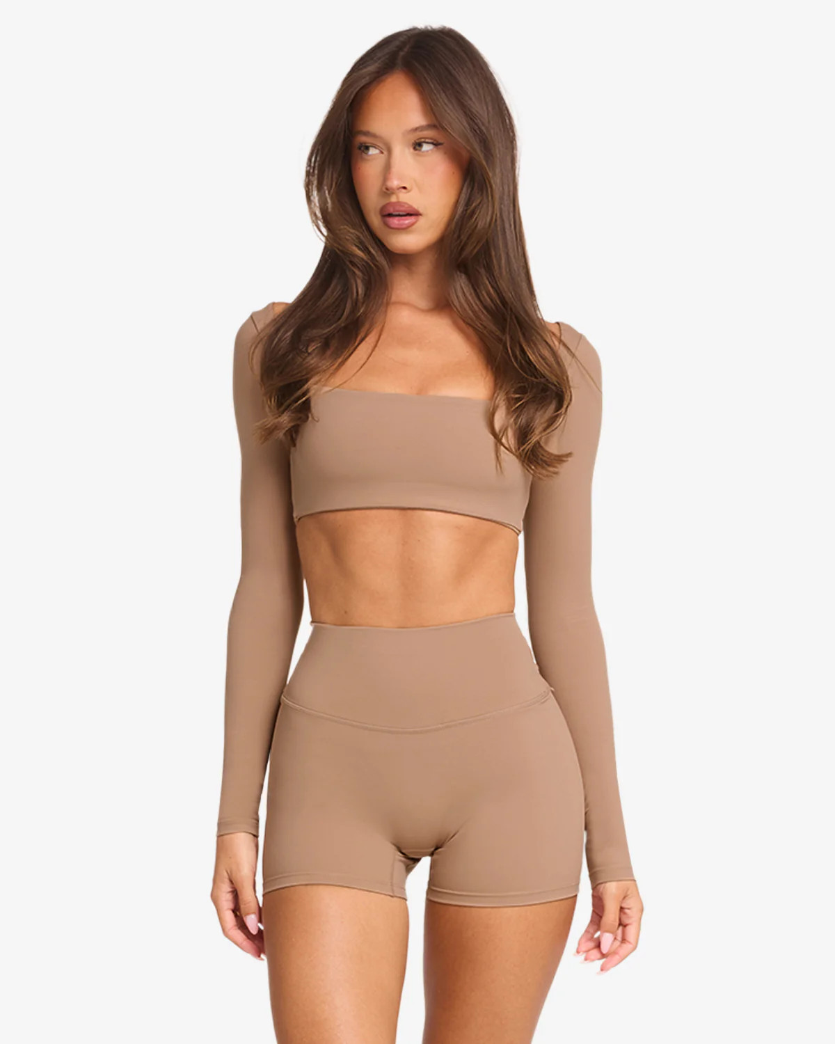 Freedom Scoop Long Sleeve Crop | Toffee | Crop Shop Boutique US
