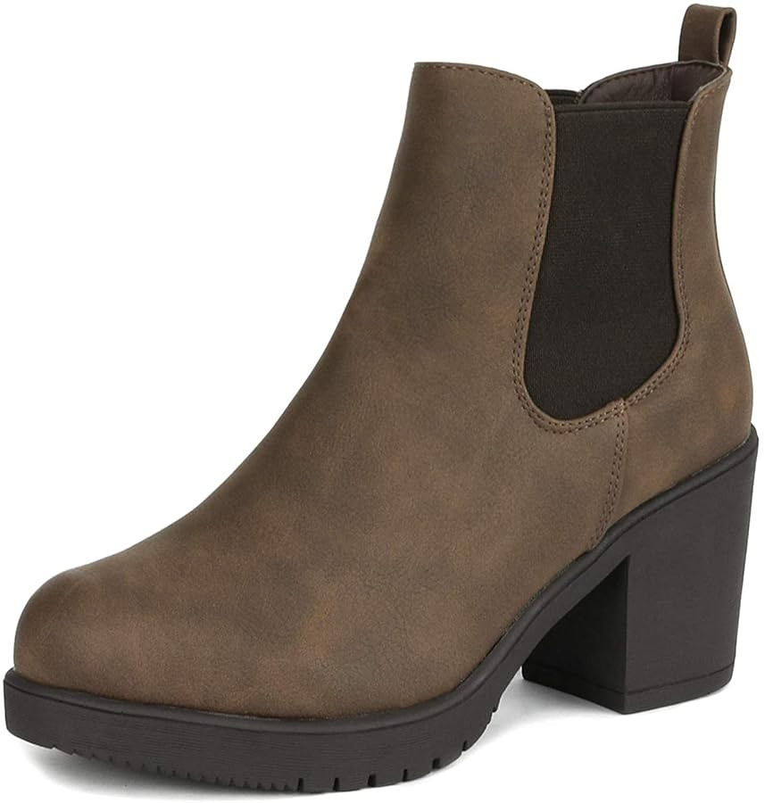 DREAM PAIRS Women's High Chunky Heel Chelsea Ankle Boots Slip On Elastic Fall Heeled Booties Shoe... | Amazon (US)
