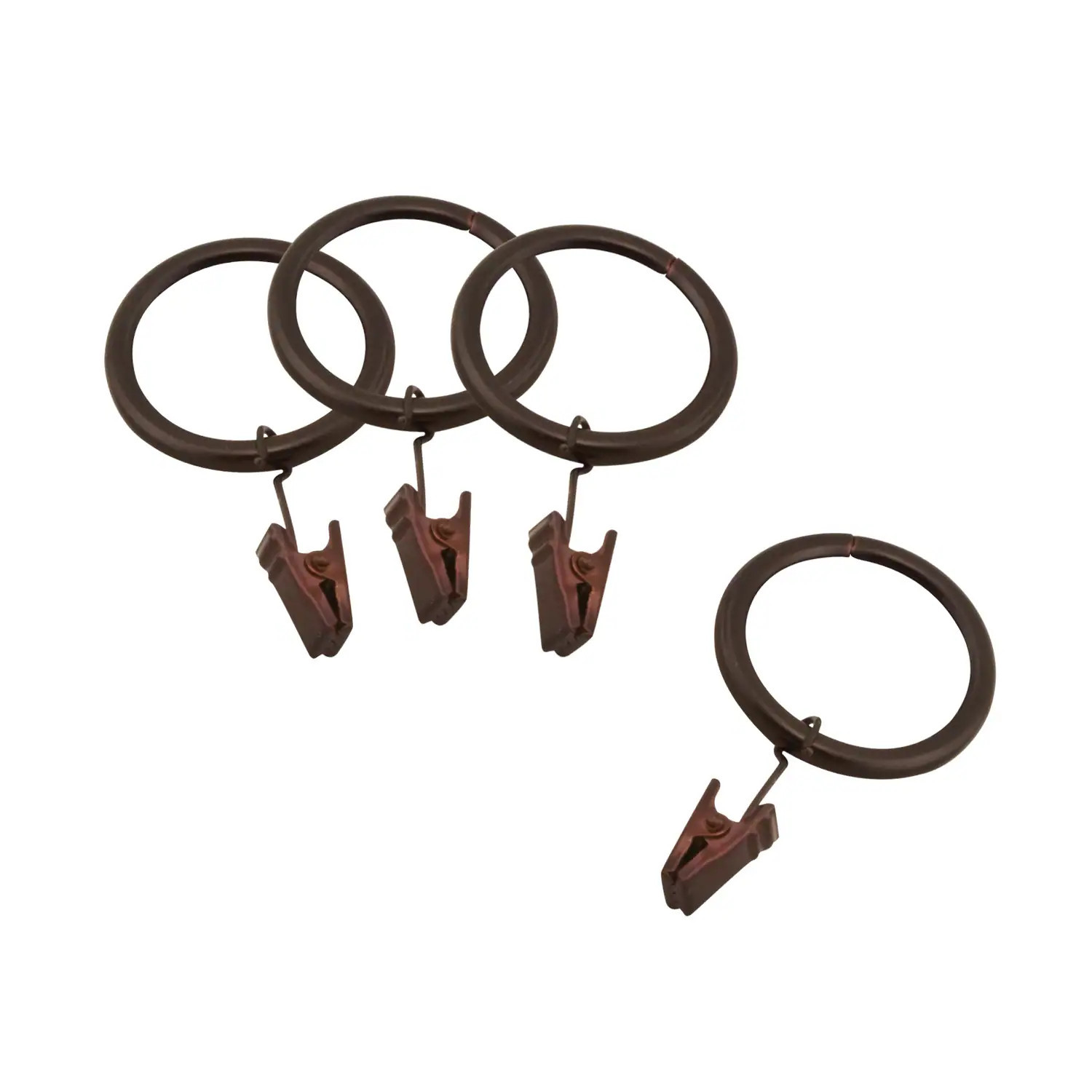 Style Selections 7-Pack 1-in Aged-bronze Steel Curtain Ring with Clip in Brown | BRINGSB | Lowe's