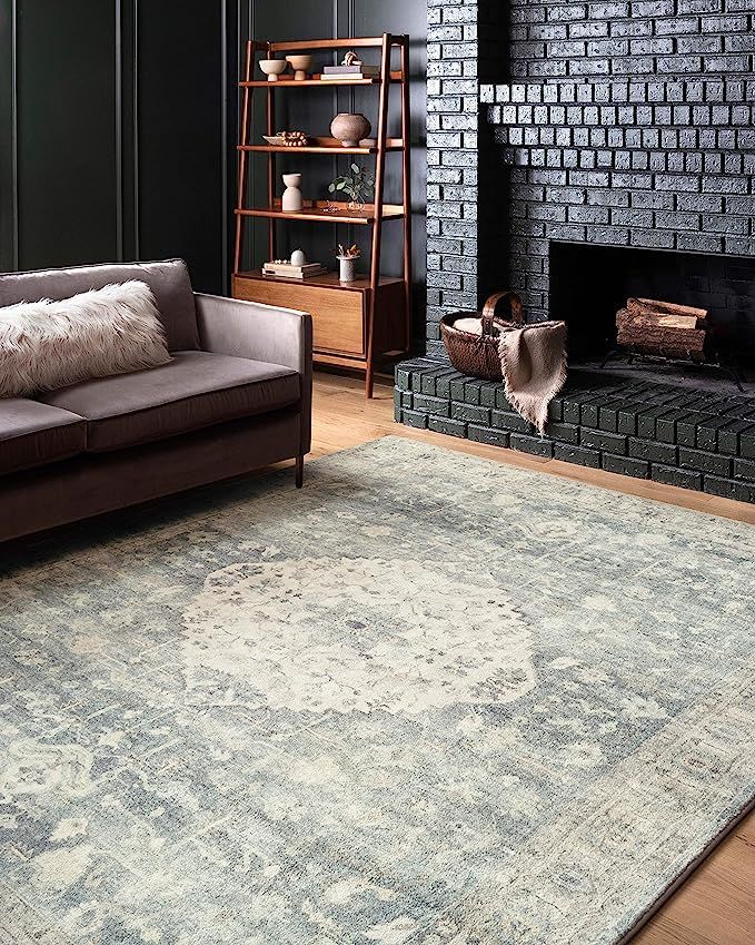 Loloi II Rosette ROS-07 Denim / Fog, Traditional Area Rug, 5'-0" x 7'-6" | Amazon (US)