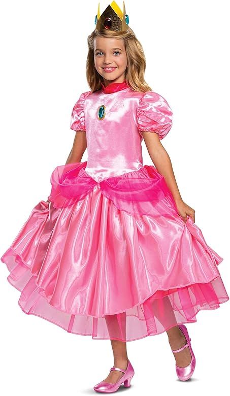 Princess Peach Costume Dress, Nintendo Super Mario Bros Deluxe Dress Up Outfit for Girls | Amazon (US)