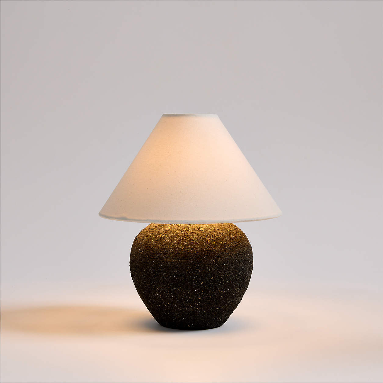 Corfu Black Mini Table Lamp with Fabric Shade 12.4" + Reviews | Crate & Barrel | Crate & Barrel