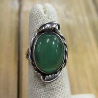 Vintage Sterling Silver Green Ring Size 5.25 | Etsy (US)