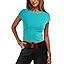 SENSERISE Womens Crop Tops Cap Sleeve Fitted Shirts | Amazon (US)
