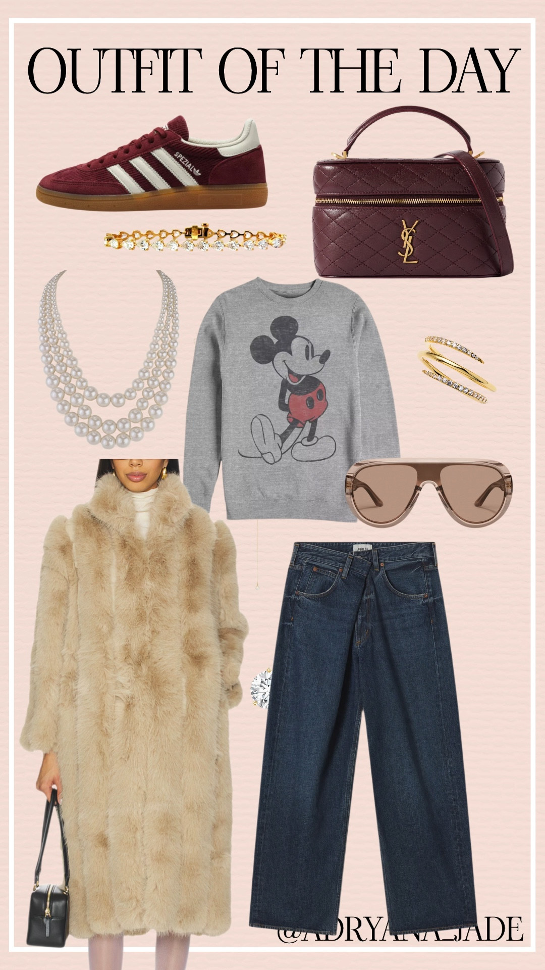 OOTD: Wide-leg jeans, a vintage Mickey sweatshirt, burgundy Sambas, and an oversized faux fur because why not? Finished it off with a bold red lip and my Saint Laurent vanity bag in the perfect shade of burgundy.

Style doesn’t have to be complicated — it just has to feel like you. If this look made you smile, go get dressed and do your thing today.

#styleover50 #over50andfabulous #midlifewomen #over50fashion 

#LTKgrwm #LTKootd #LTKOver40