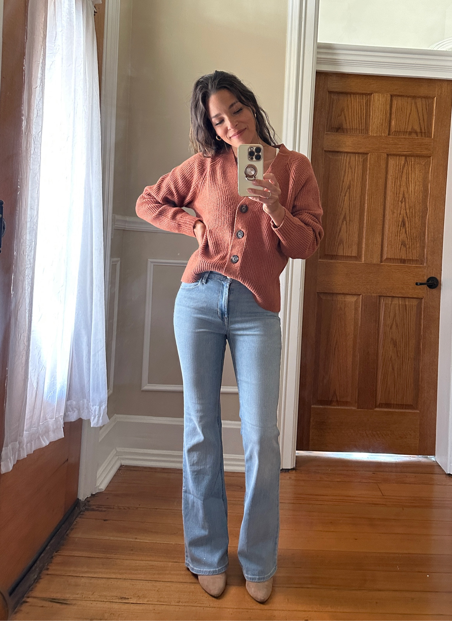 Very soft button down sweater from old navy. True to size. (Wearing a small.) Size down for denim!

#LTKunder100 #LTKunder50 #LTKSeasonal