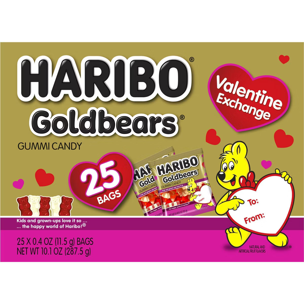 Haribo Valentine's Goldbears Gummy Candy Classroom Exchange Box - 10.1oz/25ct | Target