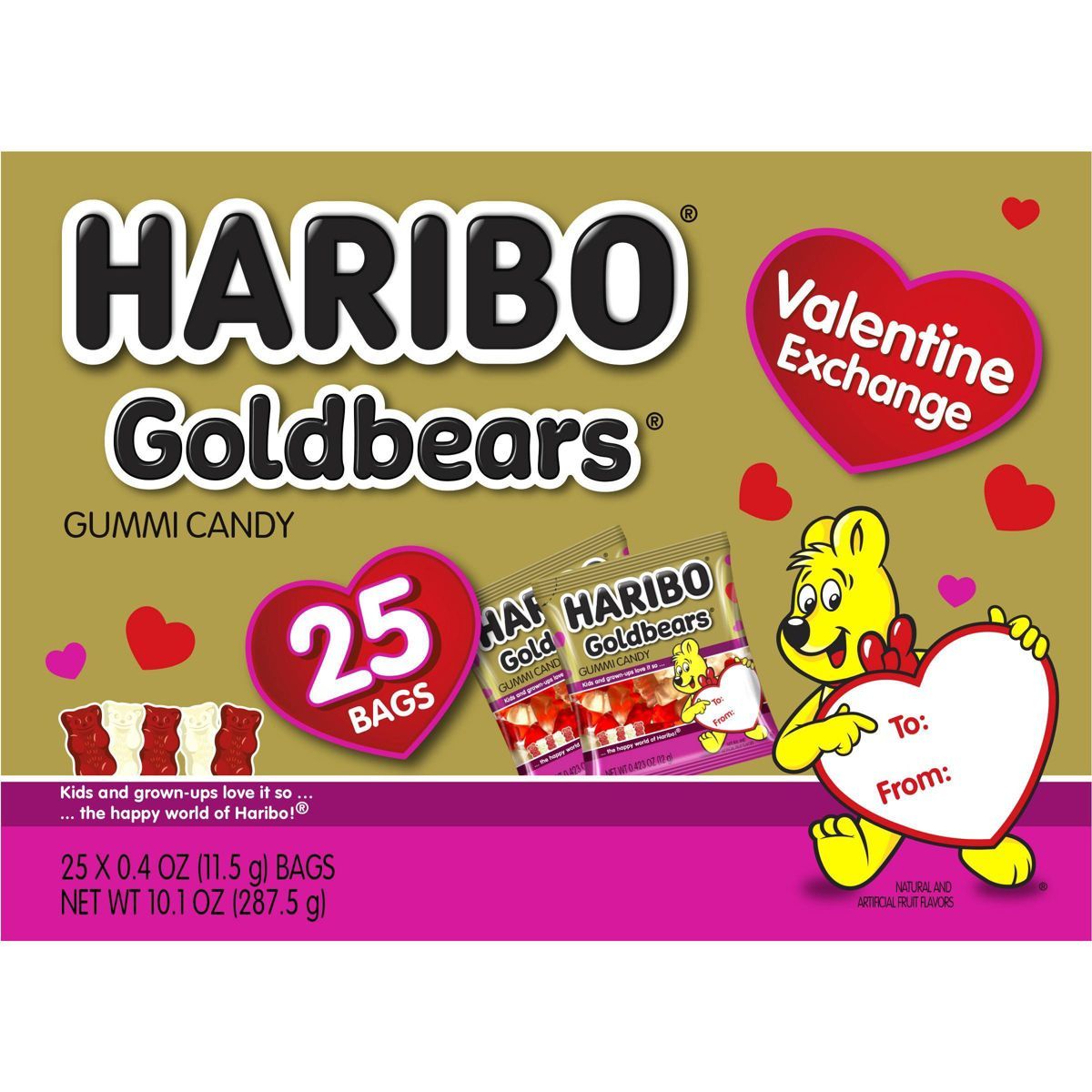 Haribo Valentine's Goldbears Gummi Candy Classroom Exchange Box - 10.1oz | Target