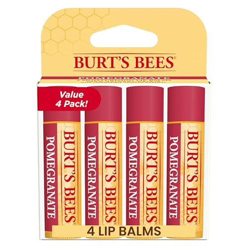 Burt's Bees Lip Balm - Pomegranate, Lip Moisturizer With Responsibly Sourced Beeswax, Tint-Free, Natural Origin Conditioning Treatment, 4 Tubes, 0.15 oz. | Amazon (US)