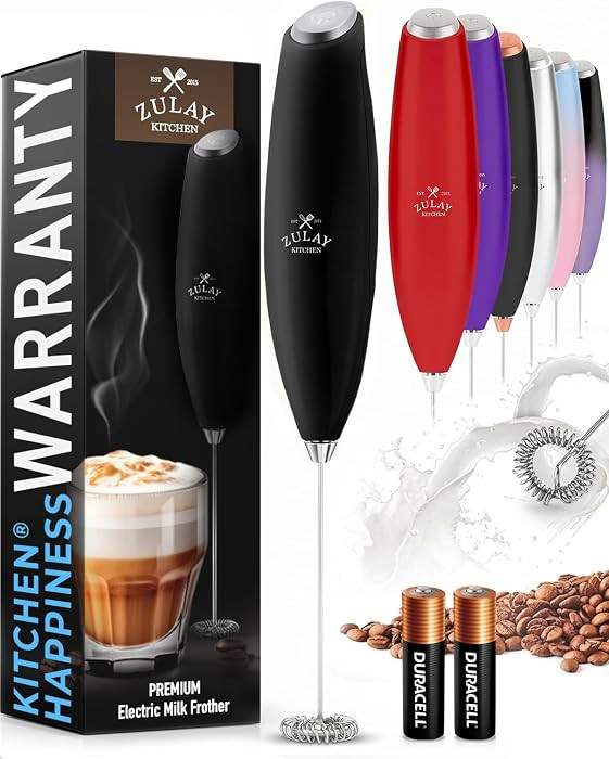 Zulay Kitchen Milk Frother Handheld Electric Whisk \u2013 Frother Wand, Durable Drink Mixer, Coff... | Amazon (US)