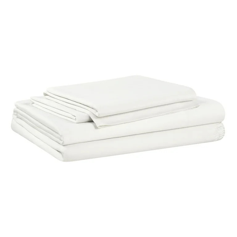 Allswell Soft & Silky 4-Piece 300 Thread Count Bleached Linen Rayon Derived from Bamboo Sateen Be... | Walmart (US)