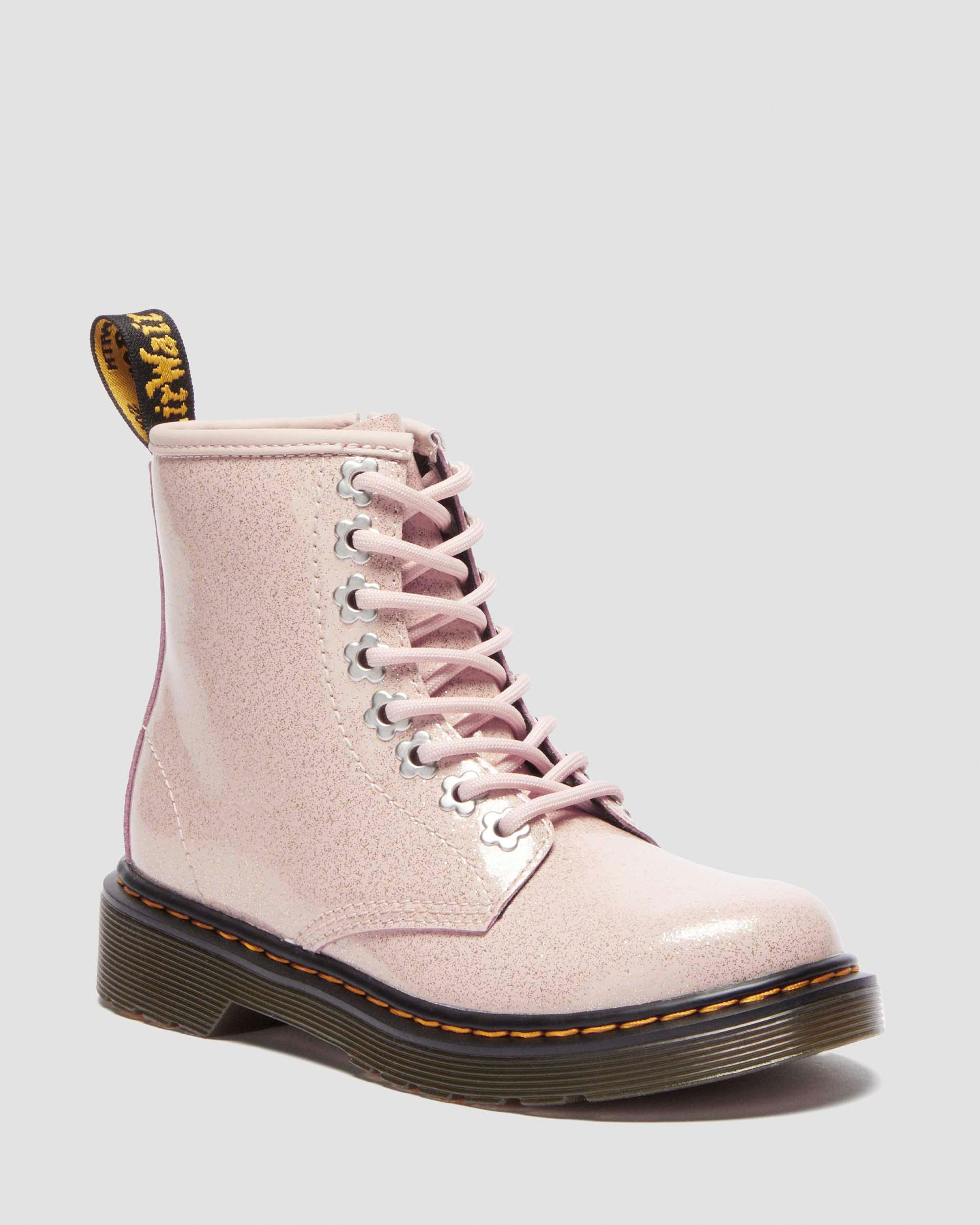 Junior 1460 Glitter Boots in Powder Pink | Dr. Martens | Dr. Martens