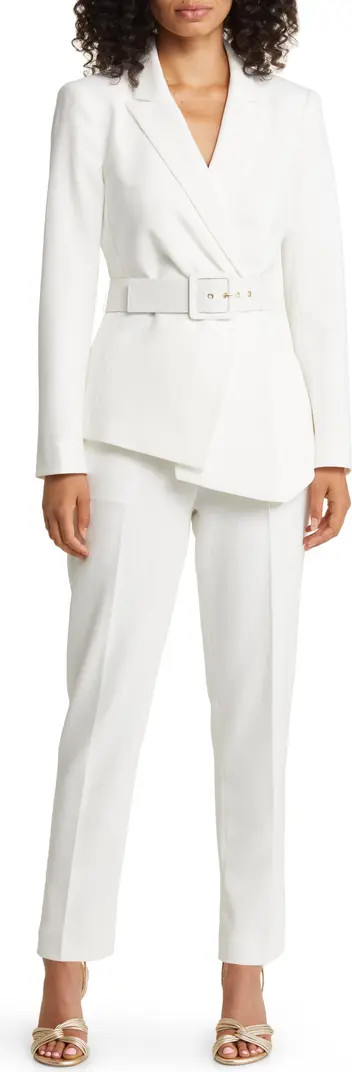 Peak Lapel Belted Blazer & Pants Set | Nordstrom