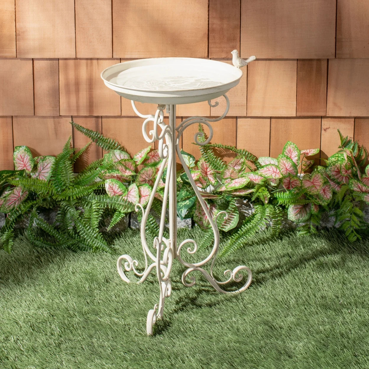 SAFAVIEH Ashlan Solid Rustic Outdoor Patio Bird Bath, Pearl White | Walmart (US)