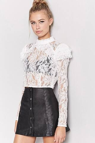 Sheer Lace Ruffle Top | Forever 21 (US)