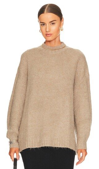 Carlen Mock Neck Sweater in Taupe | Revolve Clothing (Global)