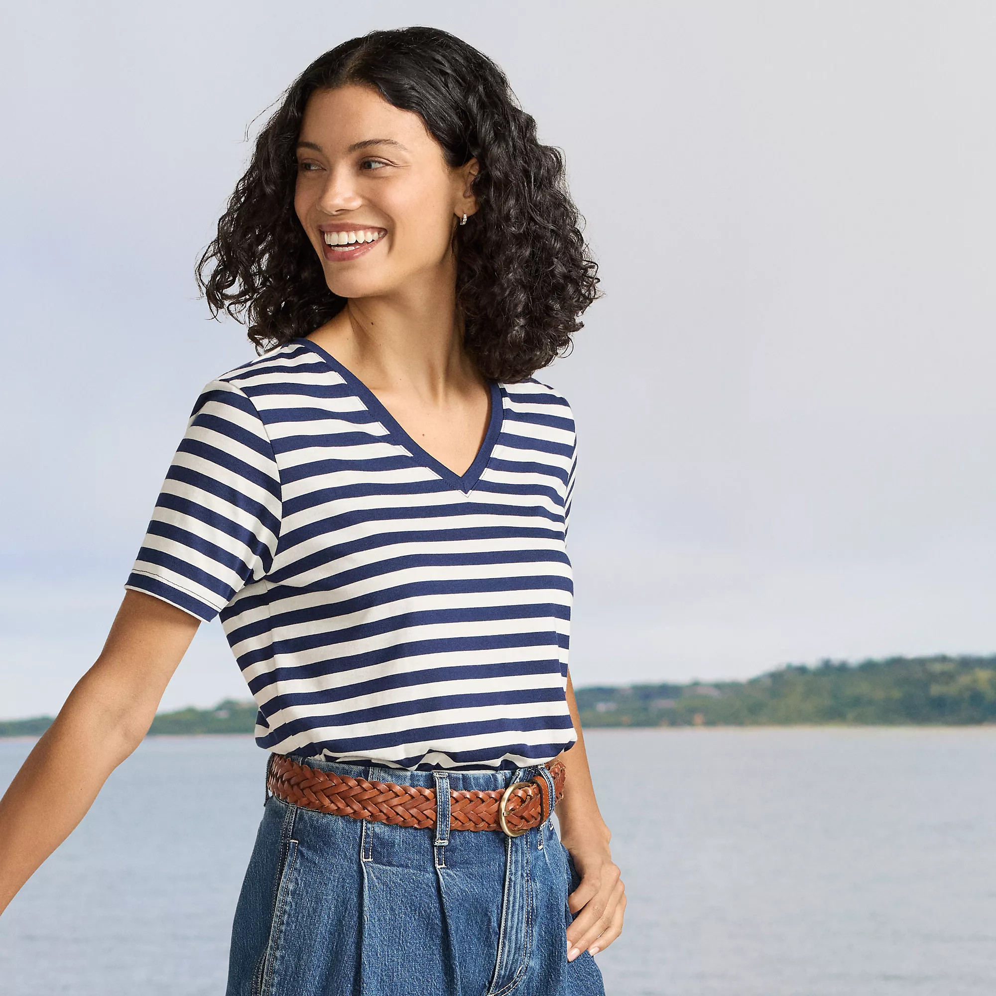 Supima Cotton V-Neck T-Shirt | Lands' End (US)