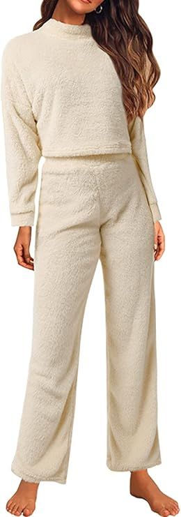 PRETTYGARDEN Women's Pajamas Set Soft Warm Fleece Sweatsuit Sets For Winter | Amazon (US)