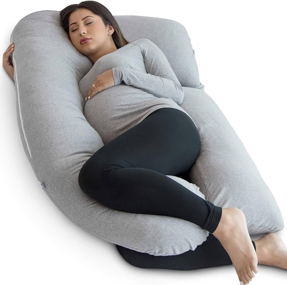 Amazon.com: Pharmedoc Pregnancy Pillows, U-Shape Full Body Pillow – Jersey Cover Grey – Pregn... | Amazon (US)