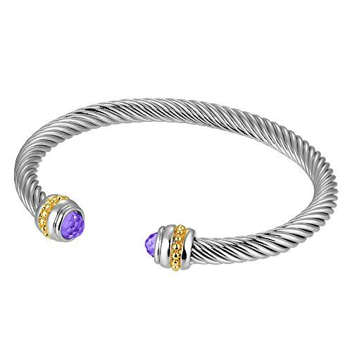 BIJOUX BOBBI [Luxury Packaging] "Magnificent Trio" Beautiful Tipped Wire Bangles - Amethyst - A9134A | Amazon (US)