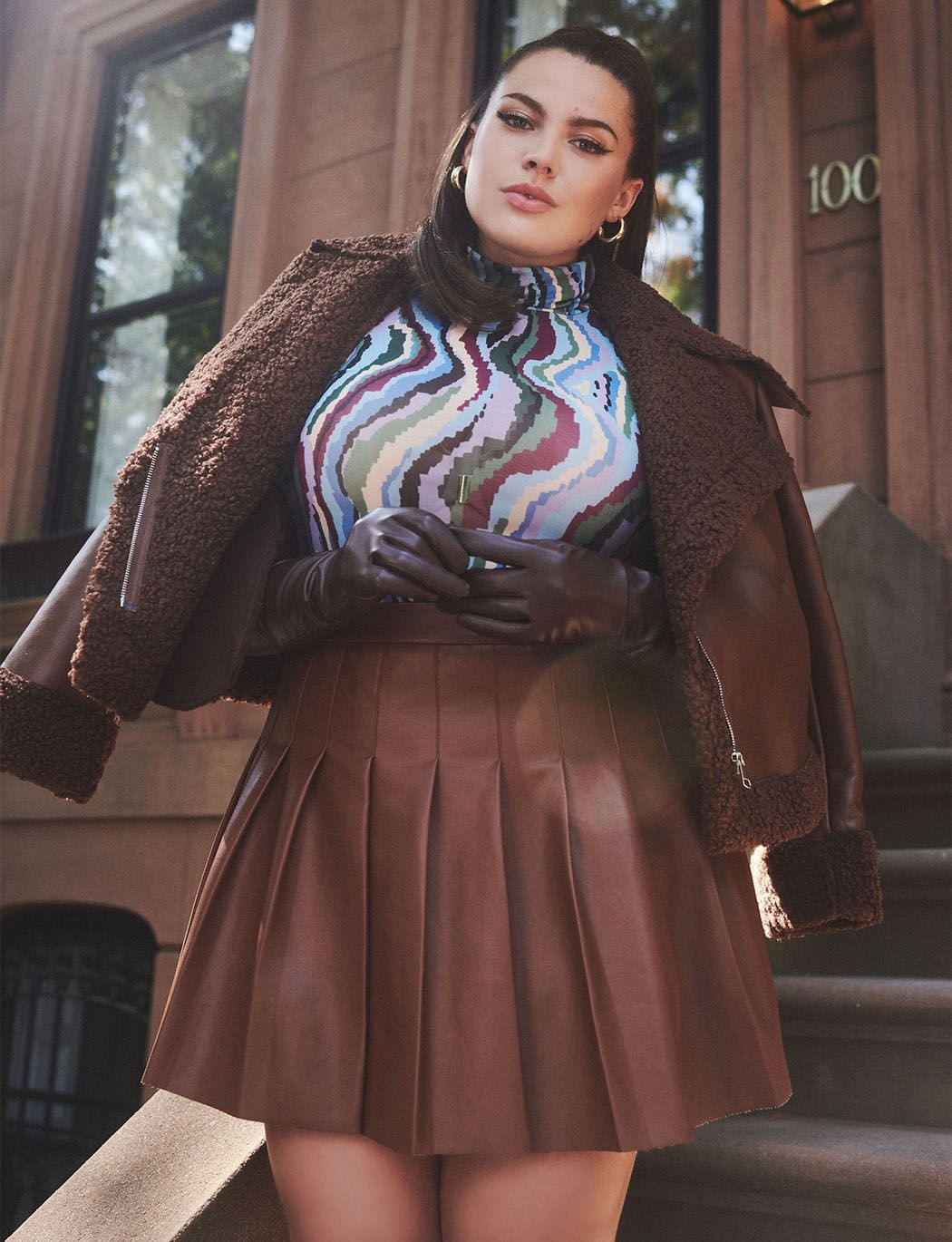 Faux Leather Pleated Mini Skirt | Women's Plus Size Skirts | ELOQUII | Eloquii