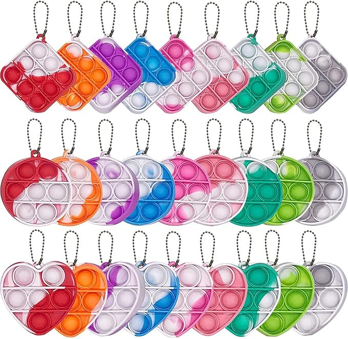 27 Pack Mini Pop Fidget Toys Keychain Toy for Valentine Gifts Simple Pop Fidget Toy Keychain Pack... | Amazon (US)