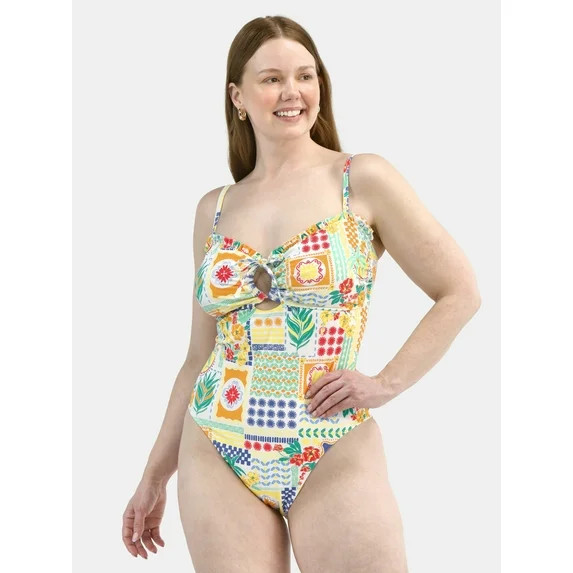 Time and Tru Women's Rope Texture One-Piece Swimsuit, Sizes XS-3X | Walmart (US)