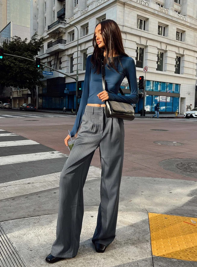 Archer Pants Pinstripe Beige | Princess Polly US