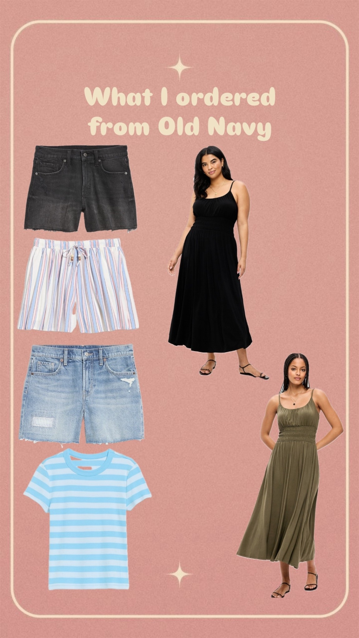 My recent old navy order! Everything is currently 50% 😍 ordered a large in the tshirt, a 10 in the shorts, and medium in the striped pair, and medium petite in the dresses. Try on coming as soon as it arrives ♥️

#LTKSaleAlert #LTKPetite #LTKMidsize