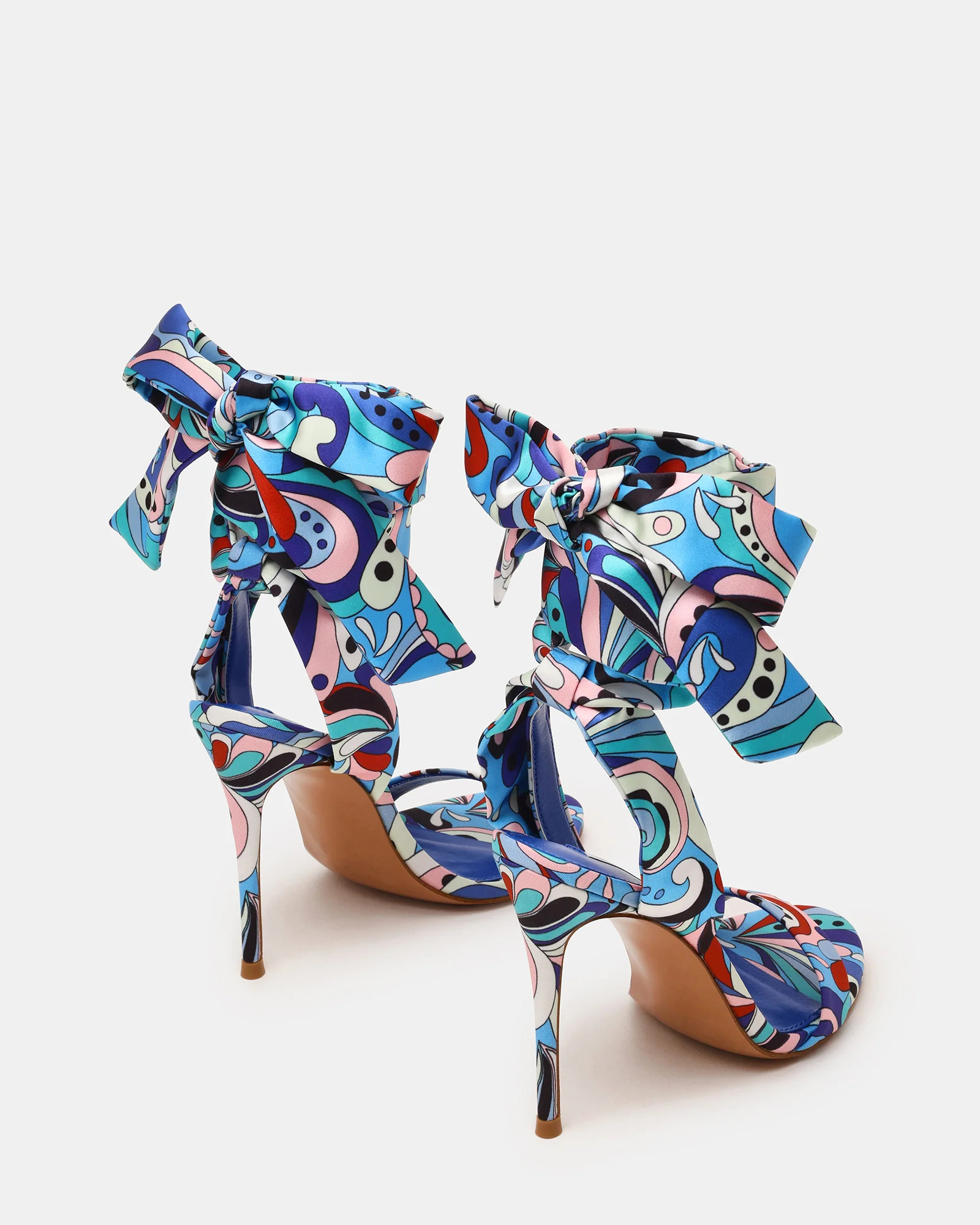 EVREN Blue Print Strappy Leg-Tie Stiletto Women's Heel | Steve Madden (US)