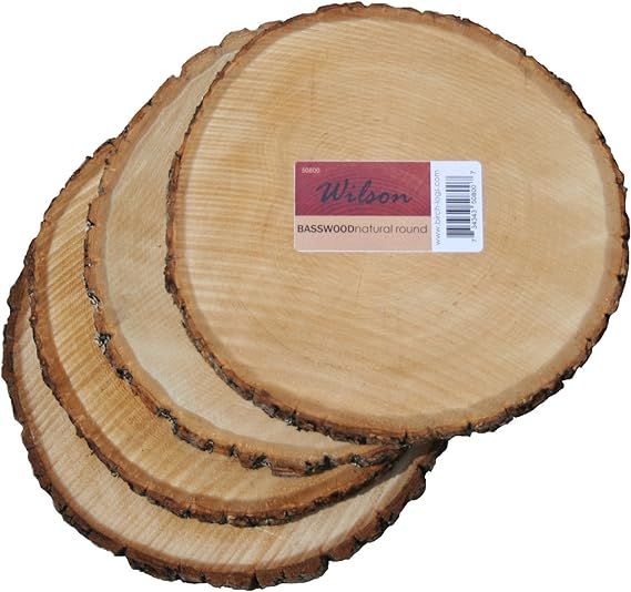 Wilson Basswood Round Rustic Wood Slice for Natural Décor, DIY Crafts (7-9") Set of Four | Amazon (US)
