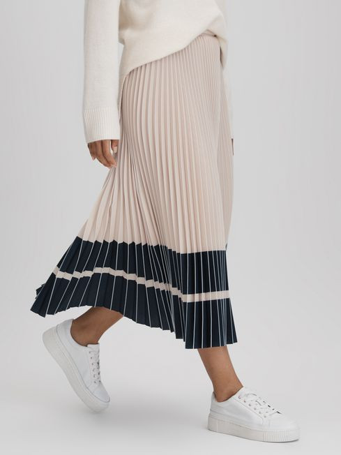 High Rise Pleated Midi Skirt | Reiss UK