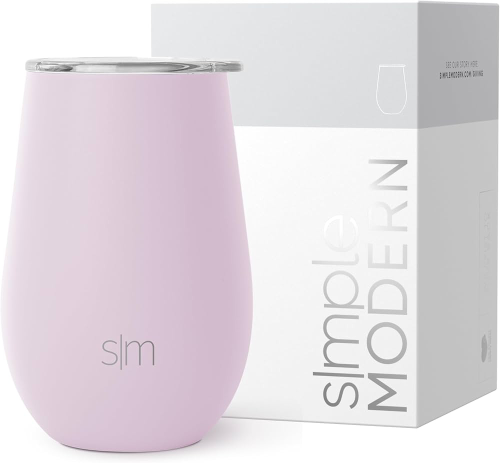 Simple Modern Wine Tumbler with Lid | Cute Stemless Glass Cup with Press-In Lid | Insulated Stain... | Amazon (US)
