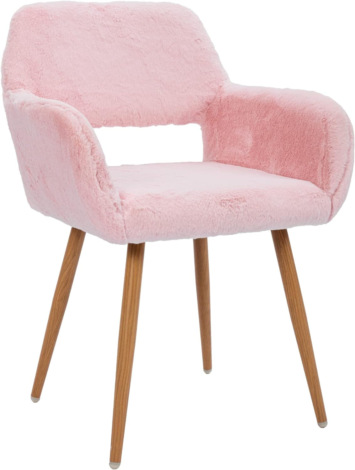 KCC Furry Desk Chair, Mid-Century Modern Accent Faux Fur Chair for Teen Girls, Comfy Armchair wit... | Amazon (US)