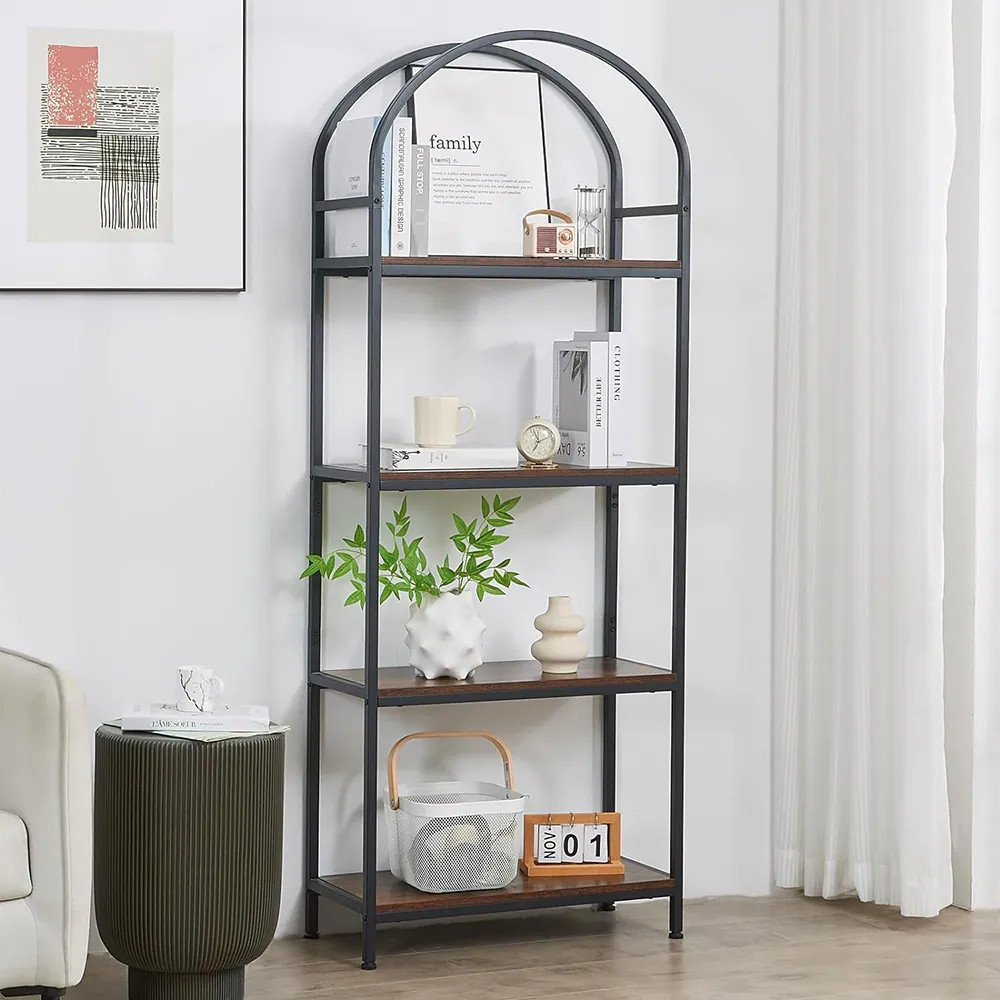 4 Tier Tall Black Bookcase Metal Book Shelf | Bed Bath & Beyond