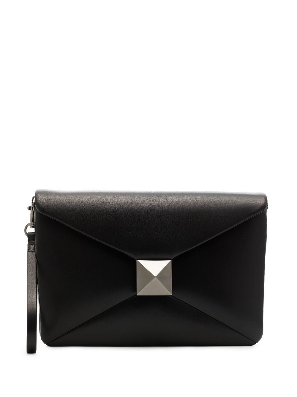Valentino Garavani Roman stud leather clutch bag - Black | Farfetch Global