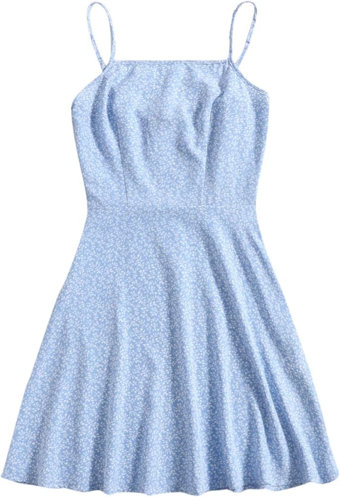 Floerns Women's Ditsy Floral High Waist Cami Short A Line Dress | Amazon (US)