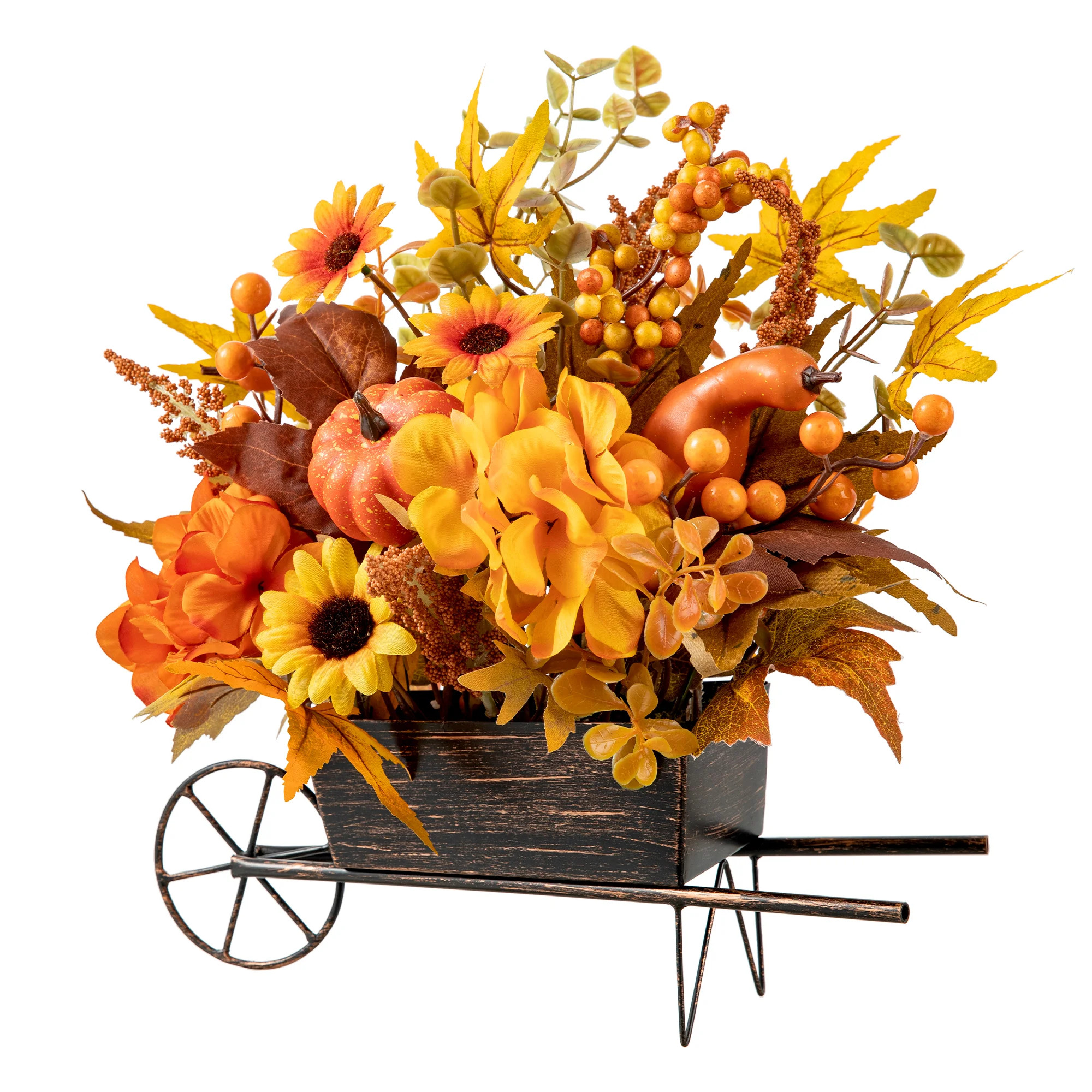 The Holiday Aisle® 14"L Fall Floral Cart Centerpiece & Reviews | Wayfair | Wayfair North America