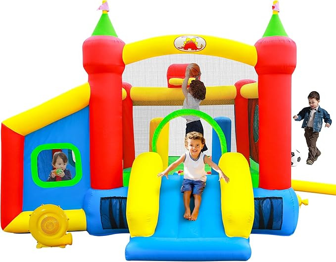 Inflatable Bounce House,Jumping Castle Slide with Blower,Kids Bouncer with Ball Pit | Amazon (US)