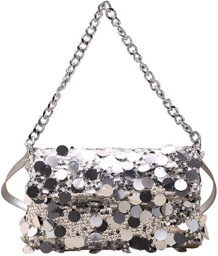 Women Sequin Clutch Purse Glitter Tote Handbag Shoulder Bag Chain Hobo Bag Crossbody Bag for Part... | Amazon (US)