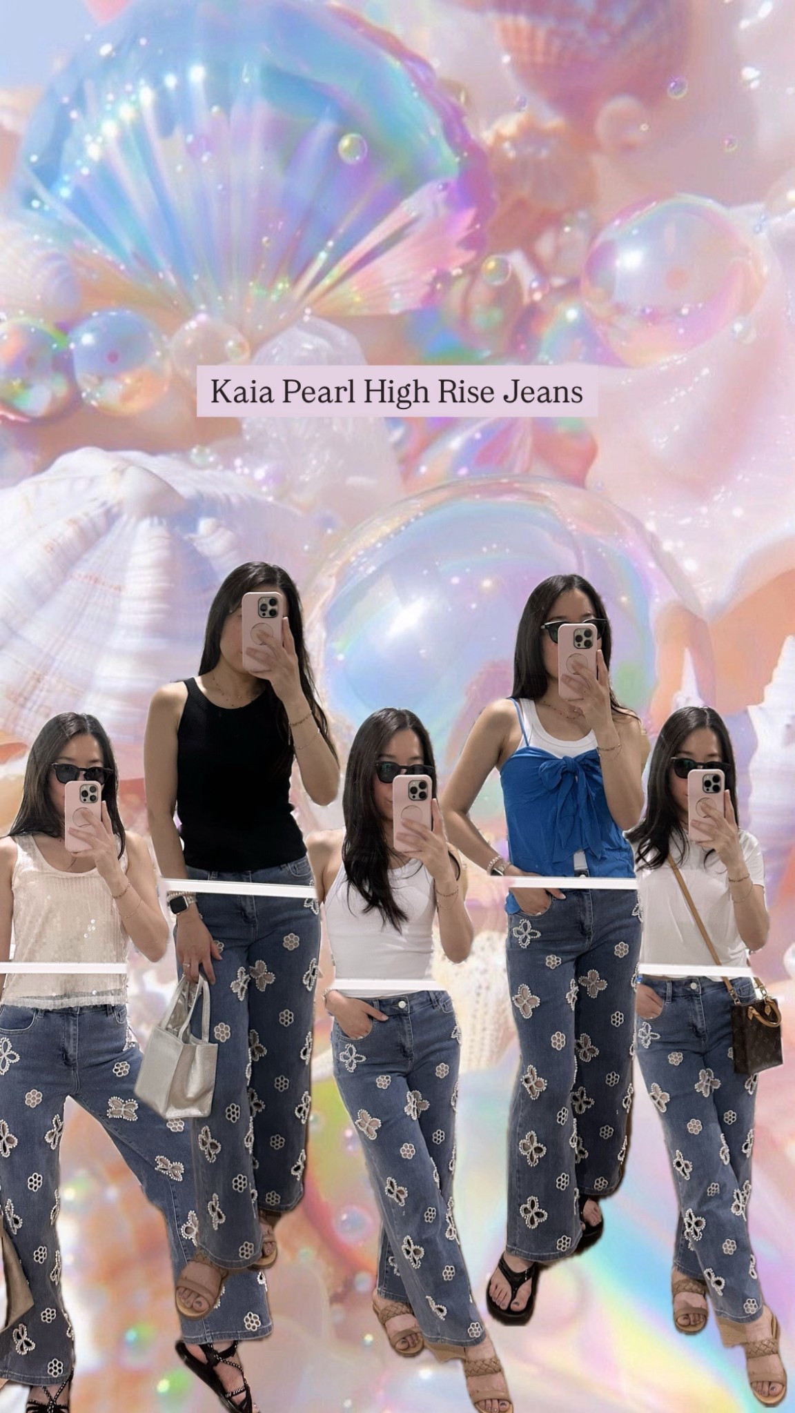 Sprinkled in pearls and loving it 💞 These jeans are straight out of my girly dreams! 🫧☁️🪽 

Wearing petit 26

#LTKSummerEdit #LTKPetite #LTKOver40