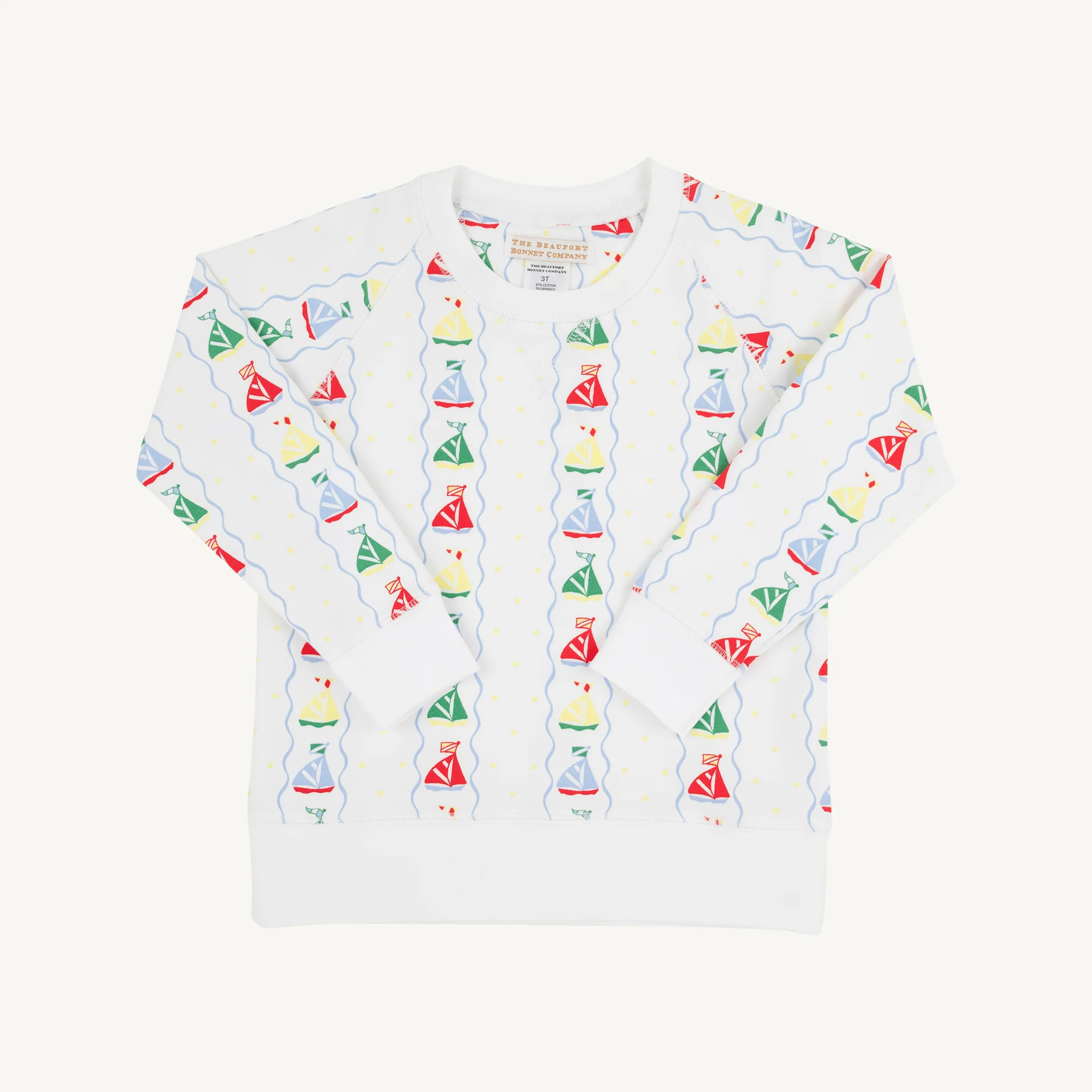 Cassidy Comfy Crewneck - Set Sail with Worth Avenue White | The Beaufort Bonnet Company
