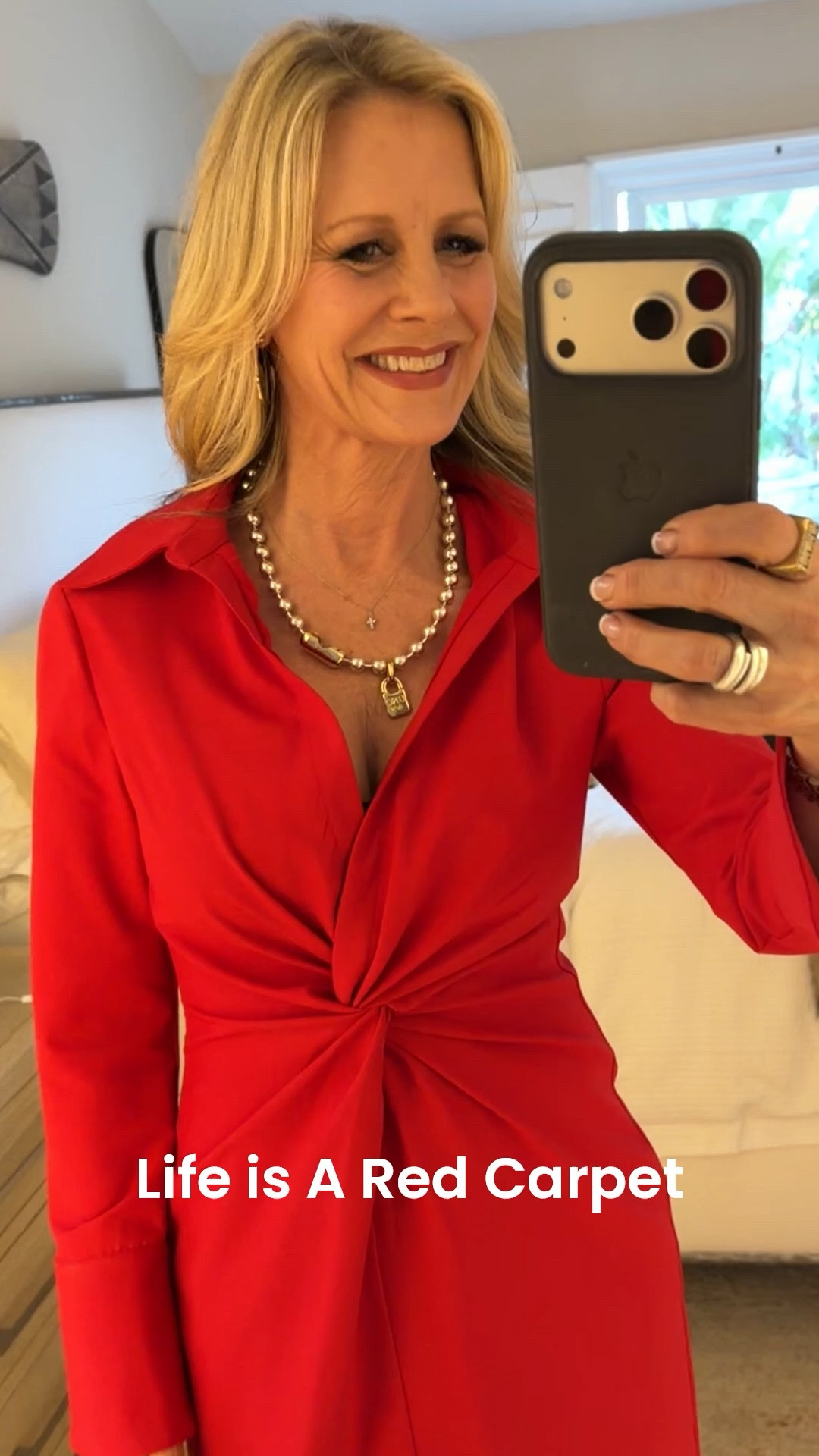 Turning heads in red ❤️ This above-the-knee dress with bell sleeves is the perfect mix of playful and polished. Paired it with black boots for a little edge—easy to dress up or down depending on your vibe.

Fits true to size. Linking this look + similar styles 

#LTKOver40 #LTKWorkwear #LTKootd