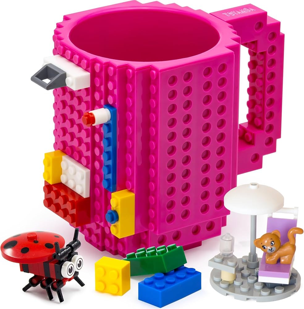 Build-on Brick Mug BPA-Free Funny Coffee Mug with 3 Packs of Building Bricks, Funny Cups for Kids... | Amazon (US)