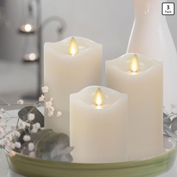 Matchless Candle Co. by Luminara Set of 3 Flameless LED Flickering Moving Flame Pillars (3" x 4.5... | Amazon (US)