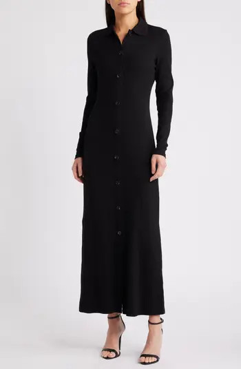 MELLODAY Long Sleeve Knit Maxi Shirtdress | Nordstrom | Nordstrom