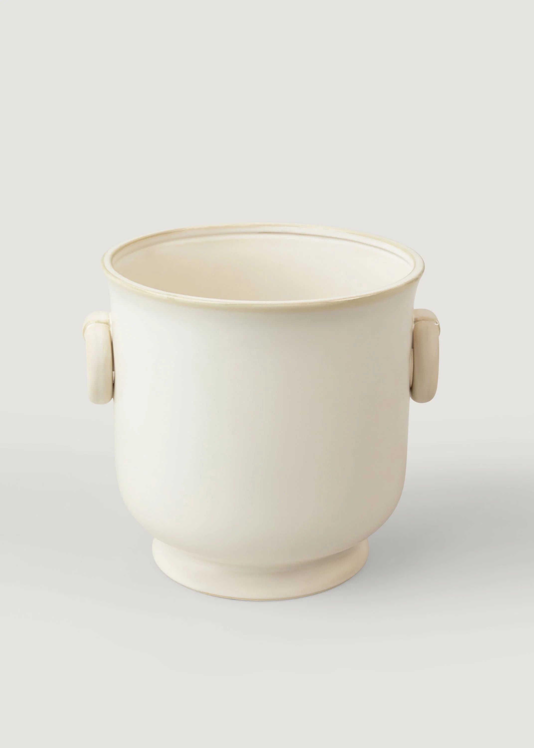 Glossy Large Cream Ceramic Cache Pot - 9.25" | Afloral