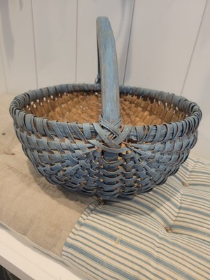 Old Primitive Gathering Basket In Blue | eBay US