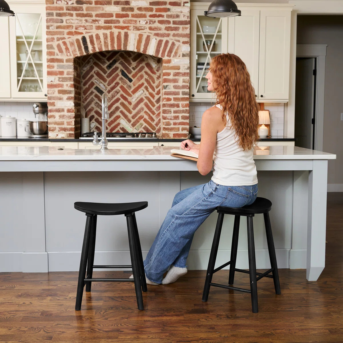 Maven Lane Luna Backless Wooden Kitchen Stool | Wayfair North America