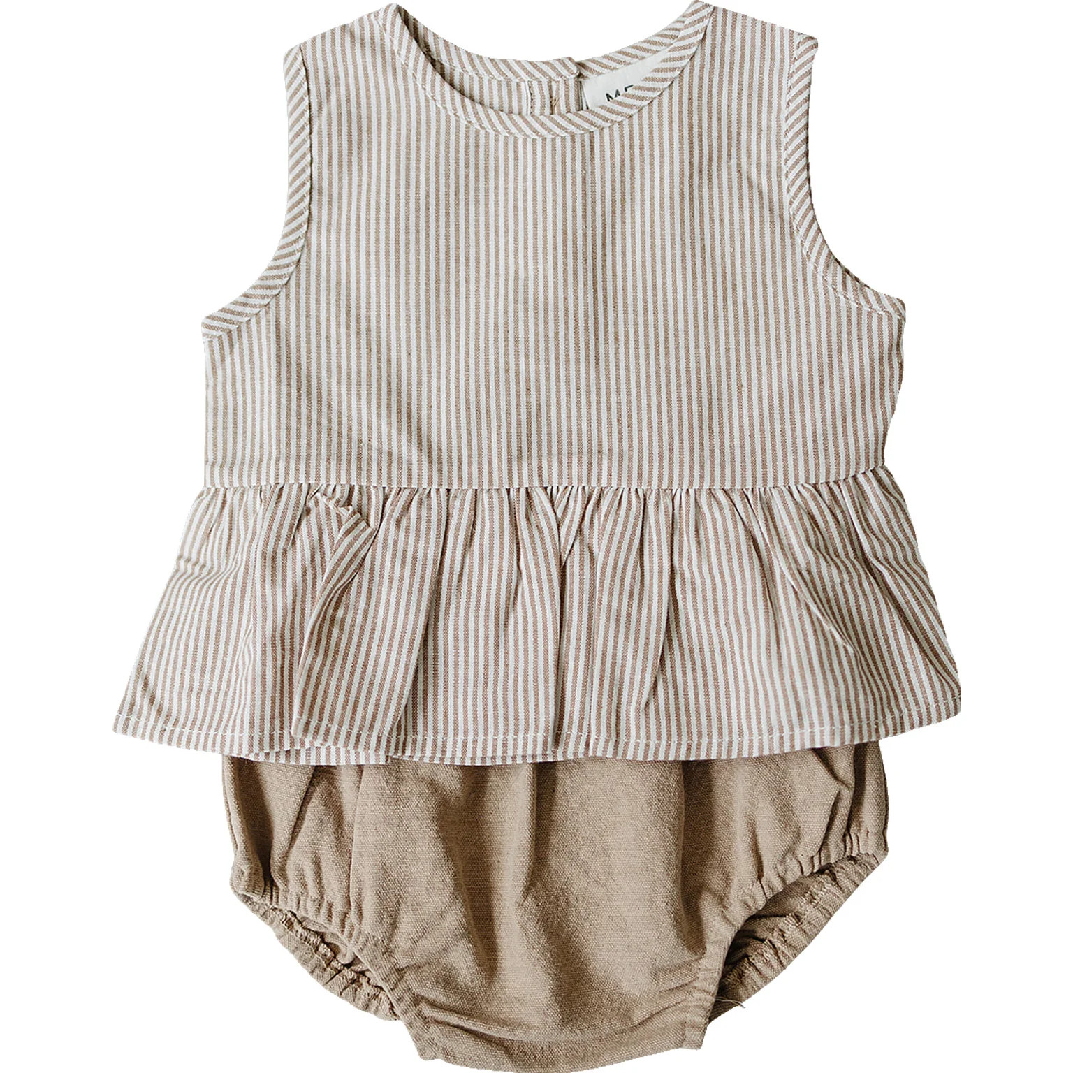 Tan Stripes Peplum Set | Mebie Baby